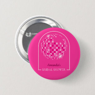 Hot Pink Disco Boogie Bridal Shower 2 Inch Round Button