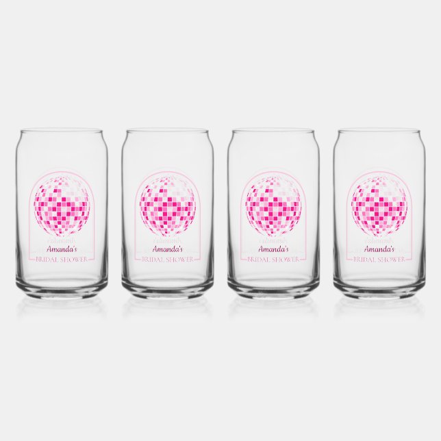 Hot Pink Disco Boogie Bridal Shower Can Glass