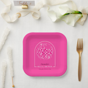 Hot Pink Disco Boogie Bridal Shower Paper Plate