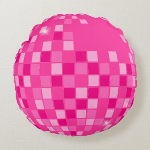 Hot Pink Disco Boogie Round Pillow