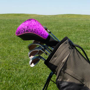 Hot pink disco mirror squares and sparkles golf head cover