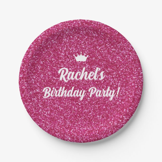 Hot Pink Doll Invite, Fashion Doll Party Paper Plate (Front)
