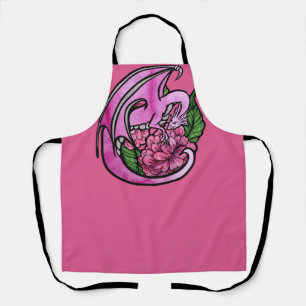 Hot Pink Dragon Floral Flowers Geek Girl           Apron