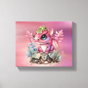 Hot Pink Dragon Girl Baby Shower Custom Gift Canvas Print