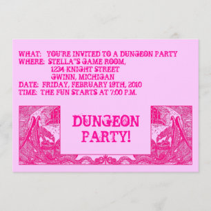 HOT PINK DRAGONS IN DUNGEONS ~ PARTY INVITATION! INVITATION