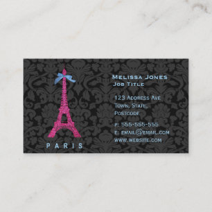Hot Pink Eiffel Tower in faux glitter Business Card