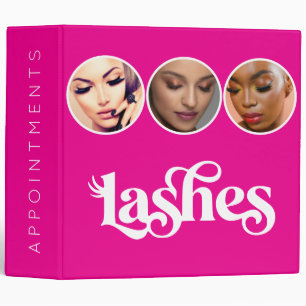 Hot Pink Elegant 3 Photo Lashes Appointments Binder