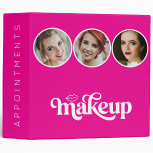 Hot Pink Elegant 3 Photo Makeup Appointments  Binder