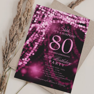 Hot Pink   Elegant Surprise 80th Birthday Party  Invitation
