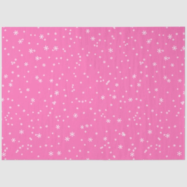 Hot Pink Elegant Winter Snowflakes Tissue Paper (Front)