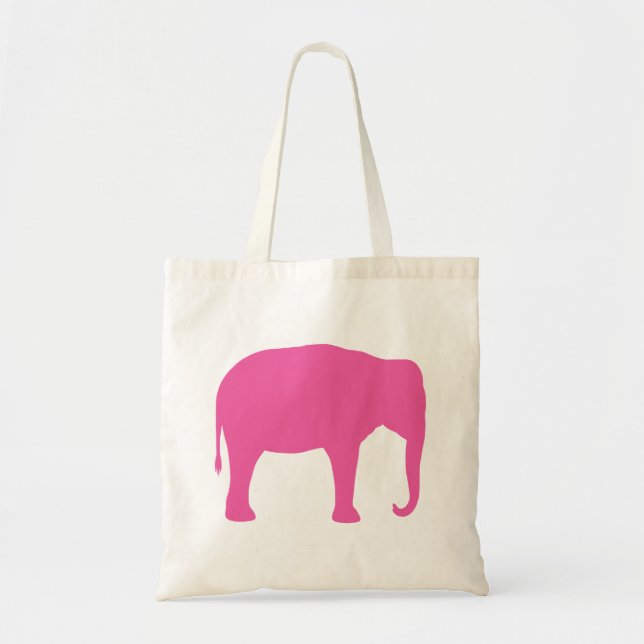 Hot Pink Elephant Silhouette Tote Bag (Front)