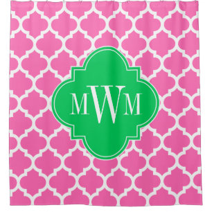 Hot Pink Emerald Green Wht Moroccan #5 3I Monogram