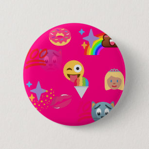 hot pink emoji 2 inch round button