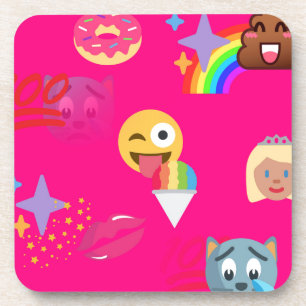 hot pink emoji coaster