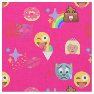 hot pink emoji fabric