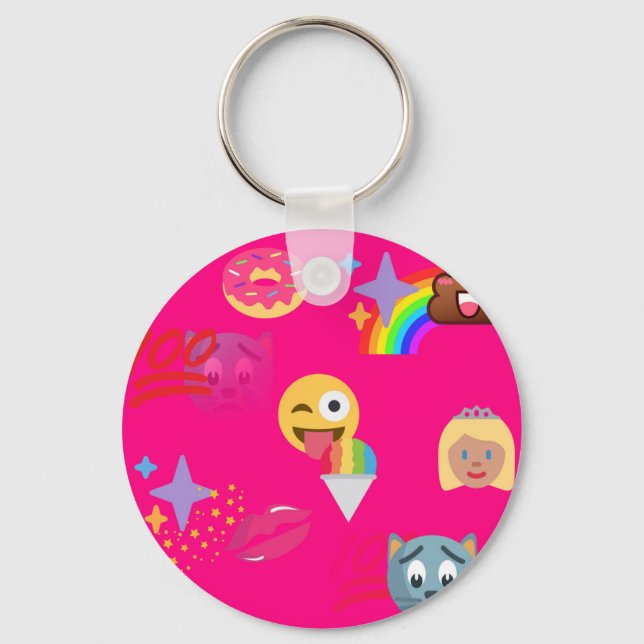 hot pink emoji keychain (Front)