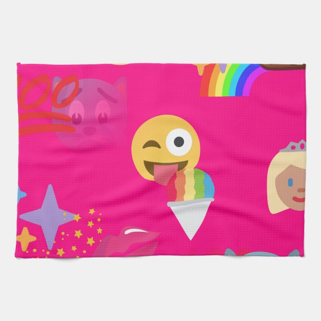 hot pink emoji kitchen towel (Horizontal)
