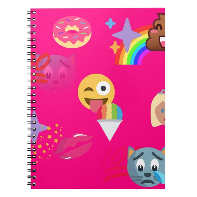 hot pink emoji notebook (Front)