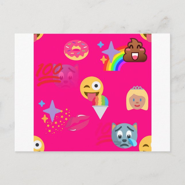 hot pink emoji postcard (Front)