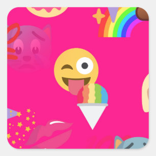 hot pink emoji square sticker