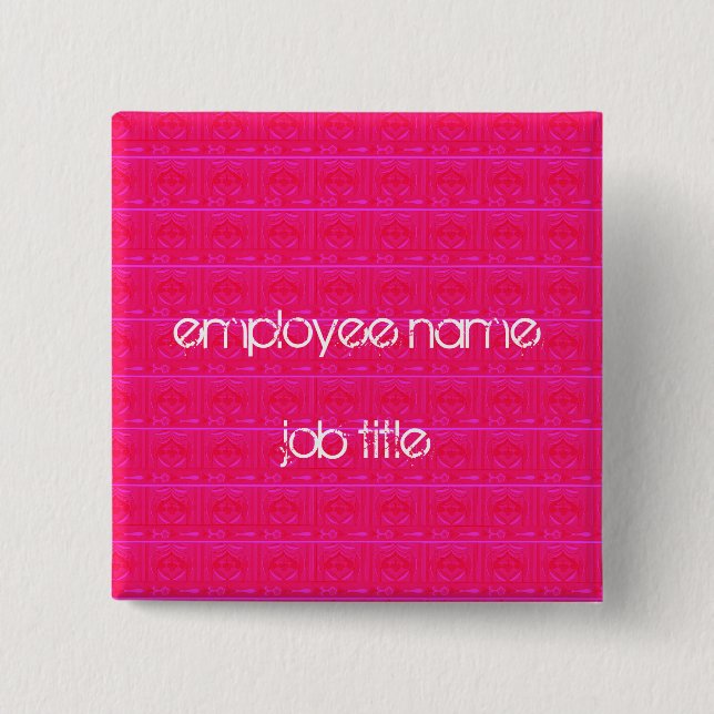 Hot Pink Employee Name Tag Button (Front)