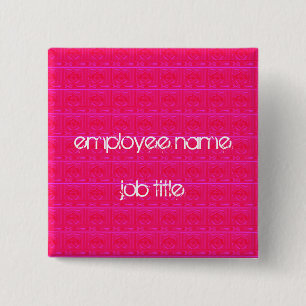 Hot Pink Employee Name Tag Button