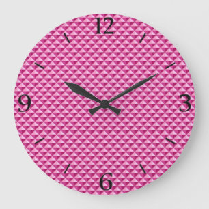 Hot pink, enamel look, studded grid large clock