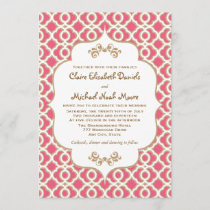Hot PInk et Gold Marocain mariage Invitations