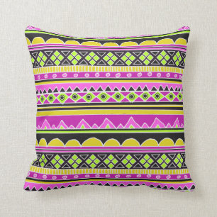 Hot Pink ethnic pattern Throw Pillow