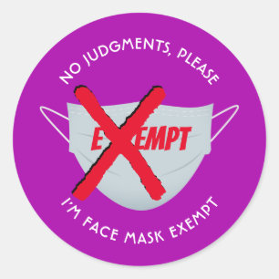 Hot Pink FACE MASK EXEMPT Classic Round Sticker