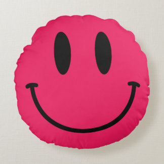 Hot Pink Face Round Throw Pillow
