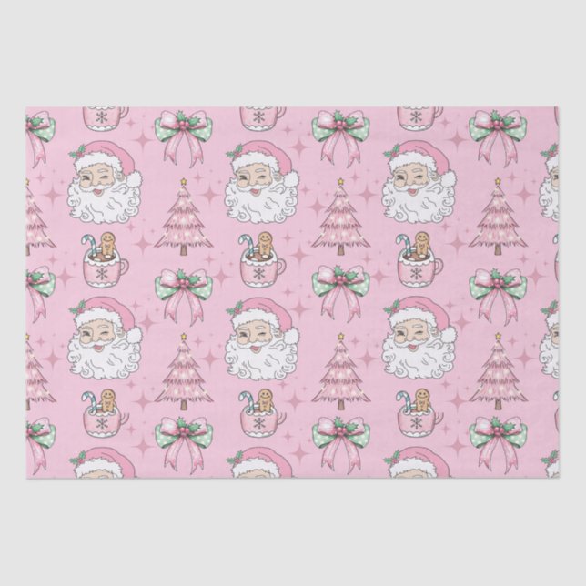 Hot Pink Father Christmas Bow  Tissue Paper (Front)