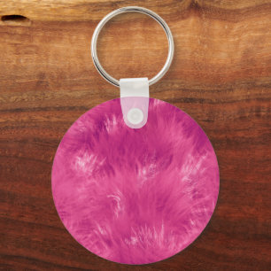 Hot Pink Faux Fur   Keychain