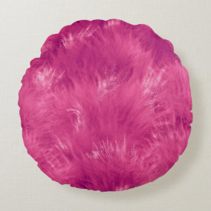 Hot Pink Faux Fur Round Pillow