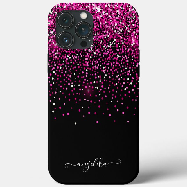 Hot Pink Faux Glitter Bokeh Case-Mate iPhone Case (Back)
