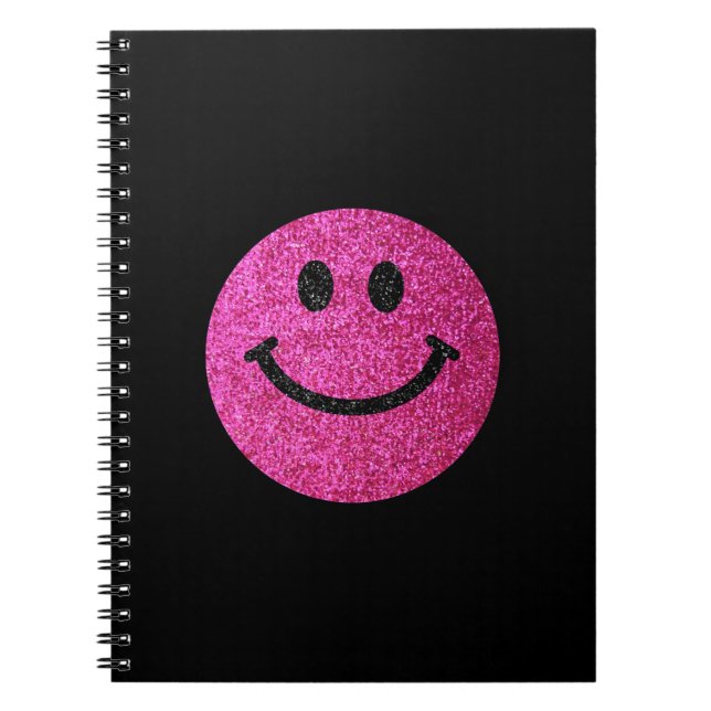 Hot pink faux glitter face notebook (Front)