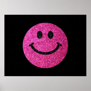 Hot pink faux glitter face poster