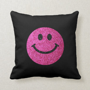 Hot pink faux glitter face throw pillow