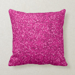 Hot Pink   Faux Glitter Look Sparkly Sparkles Glam Throw Pillow