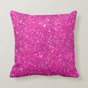 Hot Pink Faux Glitter Sparkle Pattern Throw Pillow