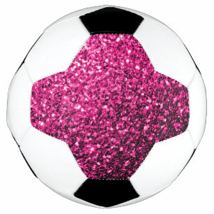 Hot pink faux glitter sparkles bling soccer ball