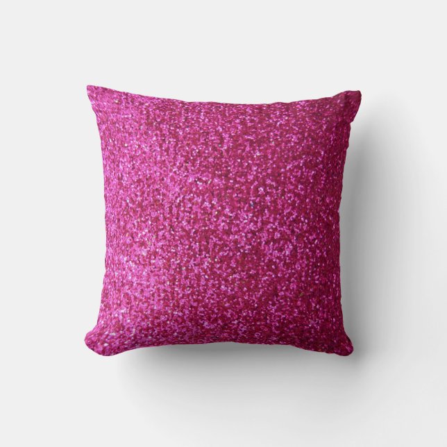 Hot Pink Faux Glitter Throw Pillow (Front)