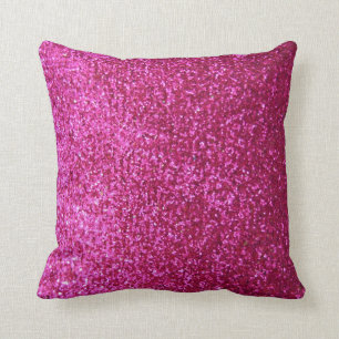 Hot Pink Faux Glitter Throw Pillow