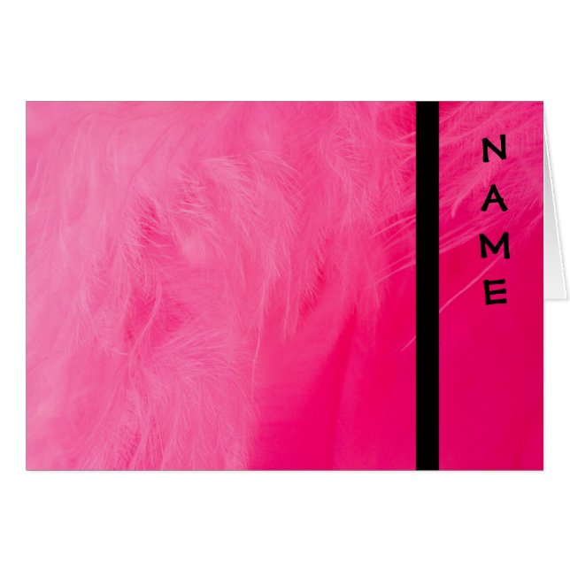 Hot Pink Feather Boa Note Catds (Front Horizontal)