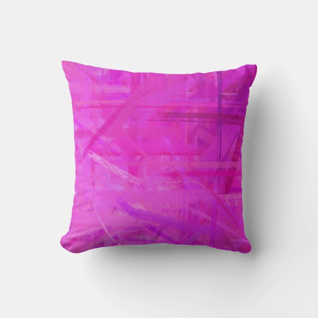 Hot Pink Fine Art Painted Style Throw Pillow (Front)