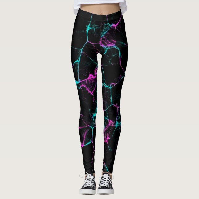 Hot Pink Fire Flame Smoke  Leggings (Front)