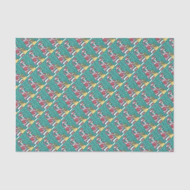 HOT PINK FLAMINGO, CHRISTMAS SANTA TISSUE PAPER (Front)