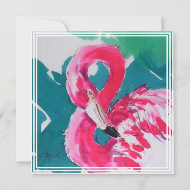 Hot Pink Flamingo Invitation (Front)