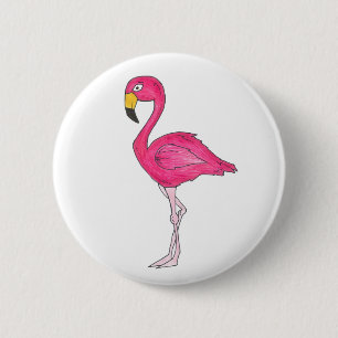 Hot Pink Flamingo Tropical Island Bird Paradise 2 Inch Round Button
