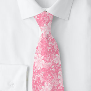 Hot Pink Floral Batik Tie